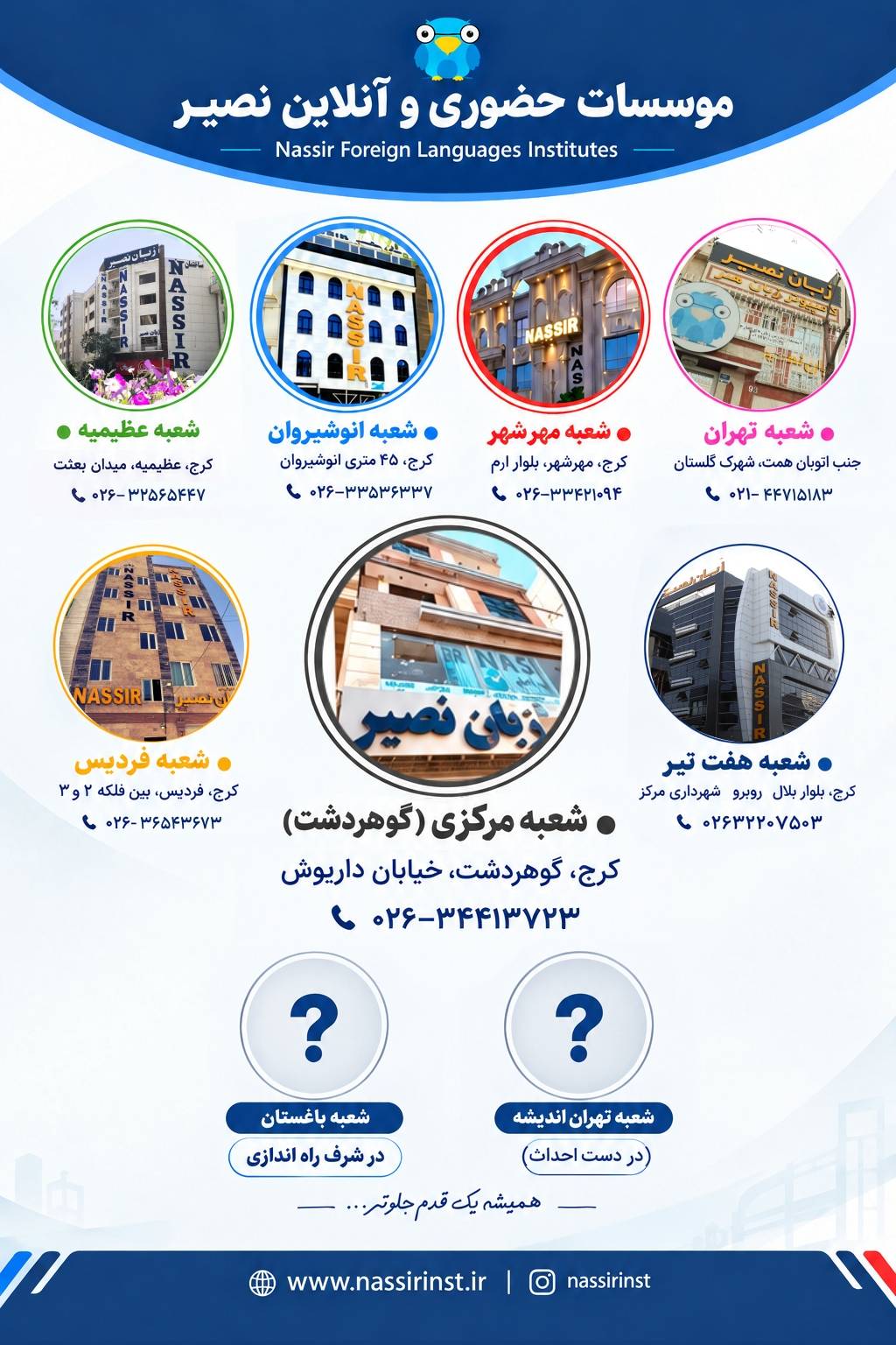 مؤسسات آنلاین و حضوری زبان نصیر